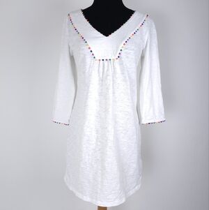 Boden pom pom hem white cotton tunic/dress
